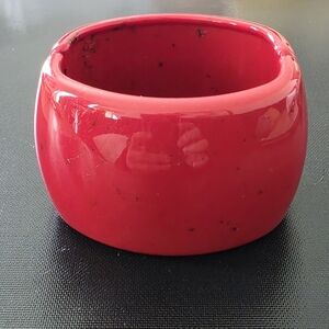 VTG Hot Red Speckled Black Magnetic Clamper Extra Wide Chunky Statement Bracelet